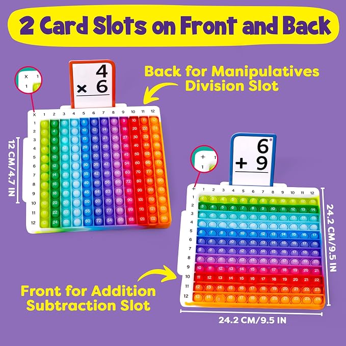 Torlam Math Flash Cards Math Board,Math Games Manipulatives Times Table Chart Fun Learning Interactive Practice Kit for Kids,Multiplication,Division,Addition,Subtraction Flash Card Pack Toys for Kids