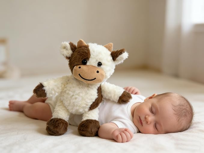 YUKOUQIAN Cow Stuffed Animal Cow Plush Doll Toy 11.8 inch for Girls Boys (Stand Cow brown1)