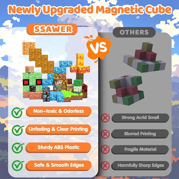 Magnetic Blocks Building Toys for Kids, 48 PCS Magnetic Blocks for Kids Ages 4-8, Magnet Cubes, STEM Sensory Toys for Boys & Girls, Christmas Birthday Gifts for Kid Ages 3+