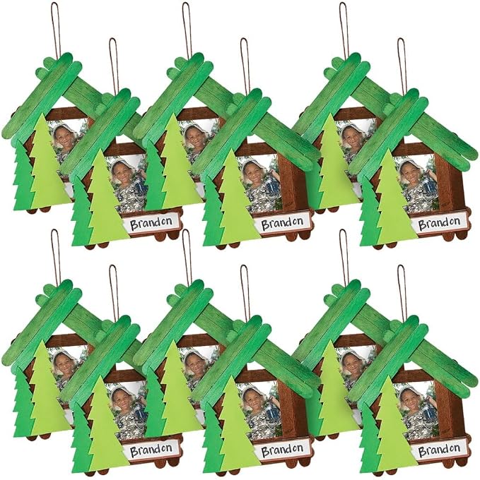 Fun Express Wood Craft Stick Camp Frame Craft Kit - Wooden Picture Frames for Kids Arts and Crafts Ages 8-12 | DIY Photo Gift Project for Girls & Teens | Birthday Party Activities - Makes 12