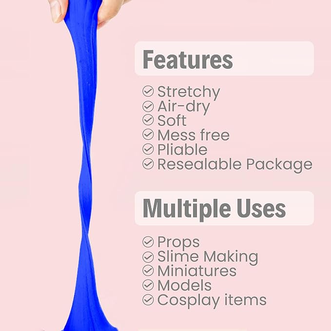 BOHS Blue Modeling Foam Clay - 1.1 Lbs, Squishy,Soft, Air Dry -for Flower Mirror,Cosplay,Fake Bake, Slime Supplies-500g