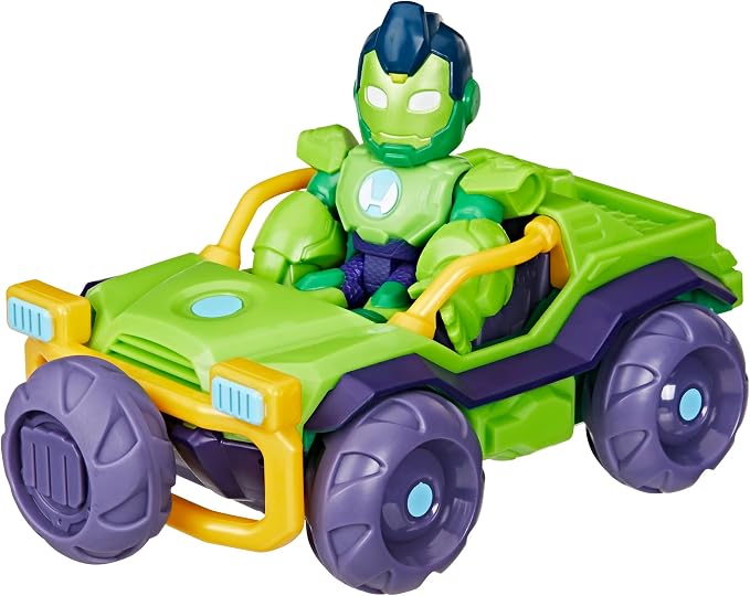 Marvel Iron Man and his Awesome Friends Iron Hulk Iron Racer Action Figure & Toy Vehicle, 3-Inch Super Hero Toys for Kids, Ages 3+