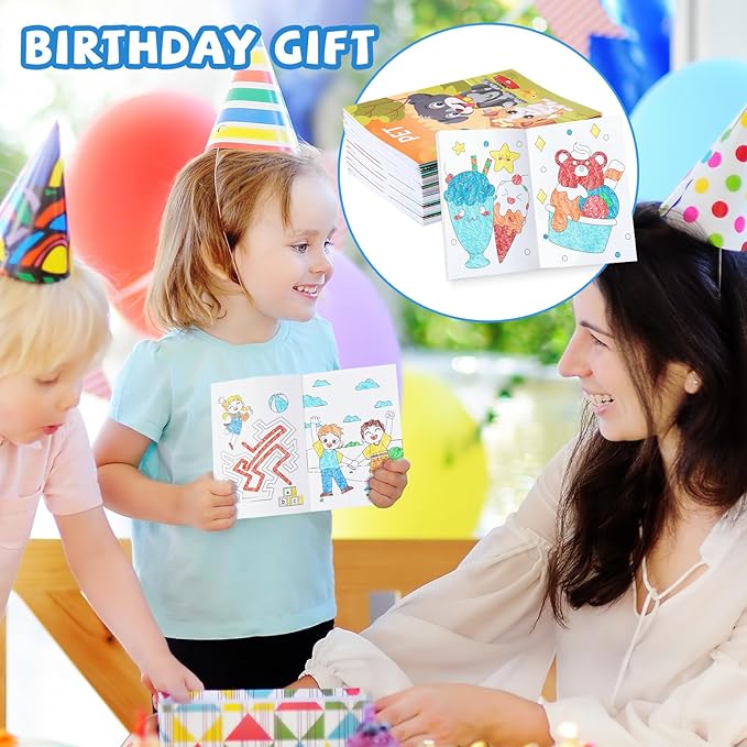 BenLouis Coloring Books Party Favors Bulk Mini Coloring Books for Kids Ages 4-8-12 Small Activity Books For Birthday Party Gifts Goodie Bags Stuffers Classroom Travel Activity（24pcs Assorted）