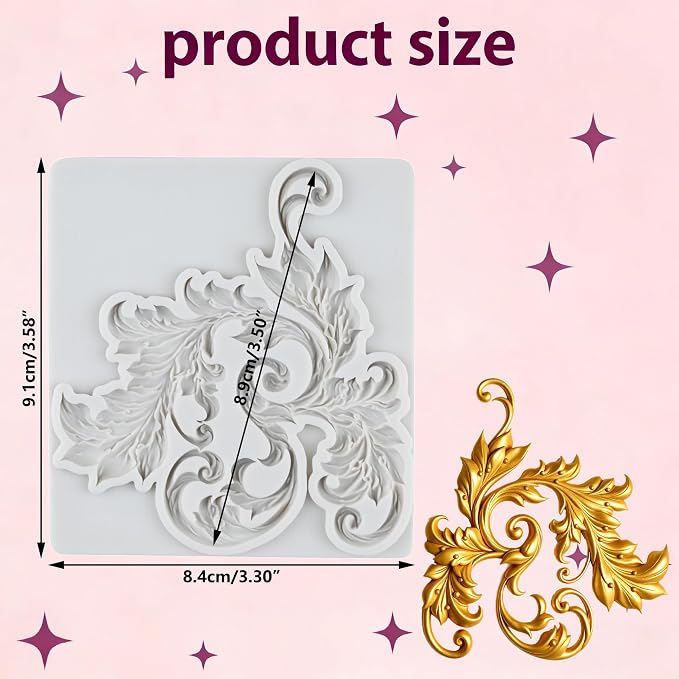 Baroque Polymer Clay Mold Curlicues Scroll Lace Silicone Mold Vintage Relief Flower Filigree Molds for DIY Crafts Epoxy Resin Casting Air Dry Polymer Clay Plaster Jewelry Making