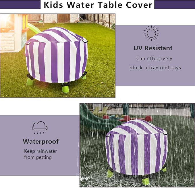 Water Table Cover Spiralin' Seas Waterpark Outdoor Sand Water Play Table Cover 34X34X18 inch-(Cover only)-Purple