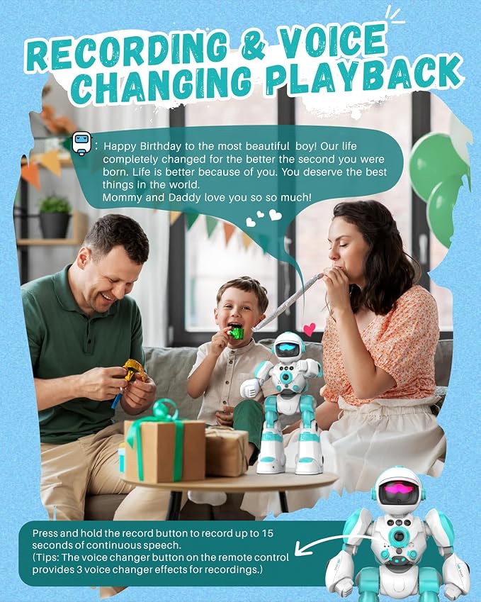 Toys for 3-8 Year Old Boys and Girls, Rechargeable Robot Toys for Kids with Recording Voice, Programming, Gesture Sensing, Singing, Dancing, RC Robot Birthday Gifts for Boys and Girls