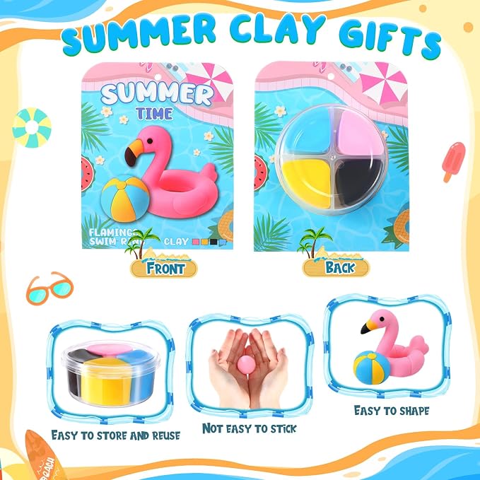 Capoda 30 Sets Air Dry Clay Kit for Kids End of School Year Gifts DIY Modeling Clay Arts Crafts Kit for Summer Beach Pool Party Favors Art Projects Fun Activities Classroom Gifts Rewards Supplies