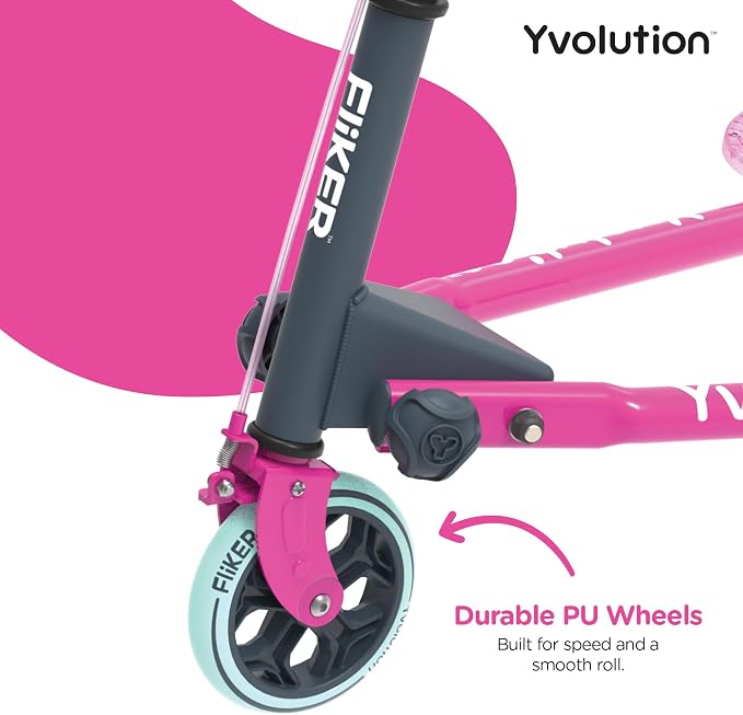 Yvolution Fliker A3 Drift Scooter, 3 Wheels Kids Wiggle Scooter, Foldable, Handbrake, Caster Wheels, for Boys and Girls Aged 7+ Years Old, Max Weight 175lbs