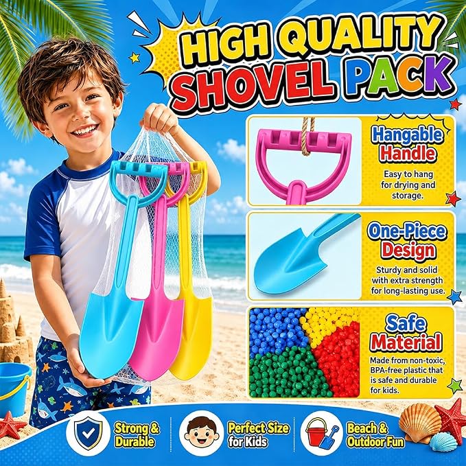 Beach Toy Shovel Heavy Duty Plastic Sand Spade Scoop Tools, Sandbox Sand Essential Toy for Kid Adult, Garden Plant Digging Bath Water Pool Toy Birthday Gift