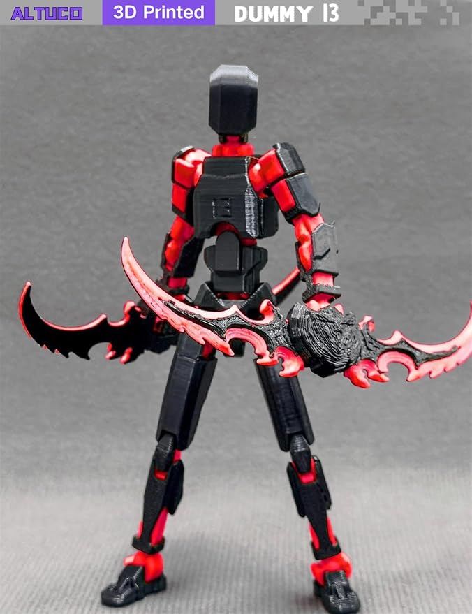 altuco Titan 13 Action Figure Set for Kids,T13 Action Figure with Multiple Accessories,3D Printed Dummy Robot 13 Desktop Decorative Toy for Boys (Black-red)