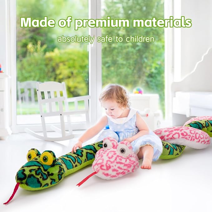 MaoGoLan Pink Snake Stuffed Animal Giant Stuffed Snake, 98 inch Plush Snakes Toy for Girls Christmas Birthday Easter Valentine's Day Gift Mother's Day