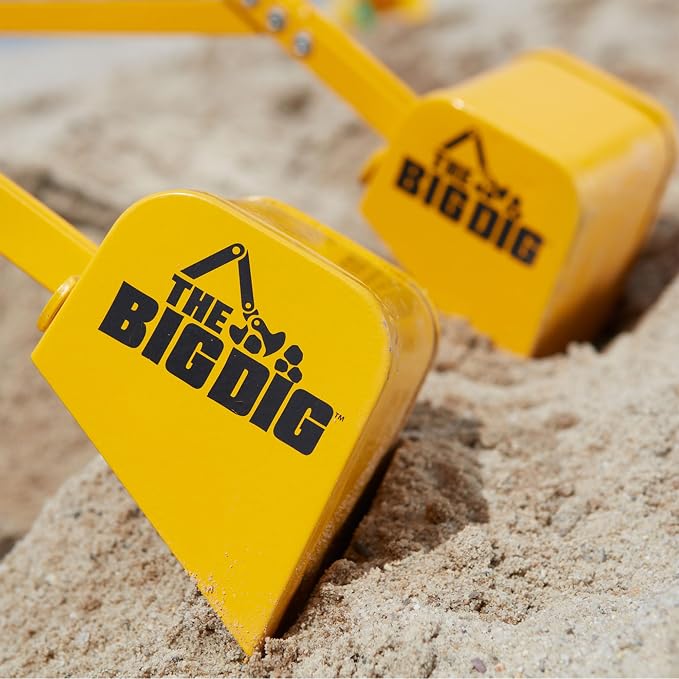 Big Dig Toy Excavator Ride, Sandbox Digger w/ 360 Rotation Base for Kids Ages 3 & Up, Yellow - Outdoor Playground and Sand Beach Construction Riding Toys for Children