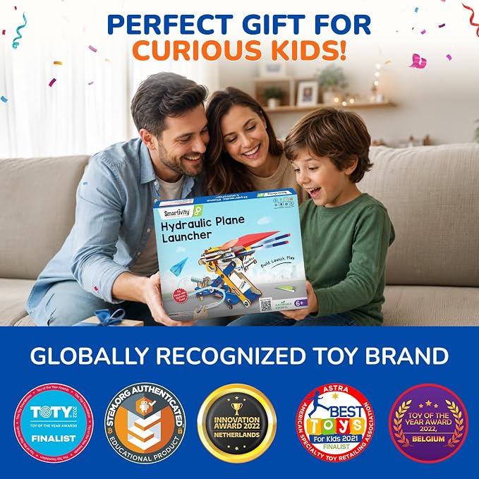 Smartivity DIY 2in1 Hydraulic Paper Airplanes & Darts Launcher STEM Toy for Kids Ages 6-14 Years I Birthday Gifts for Smart Kids | Science Kit for Boys & Girls 6, 8,10,12,14 Years Old
