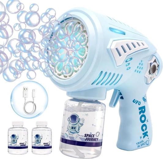 Space Journey Bubble Gun, Type-C Rechargeable Astronaut Bubble Gun, Automatic Bubble Machine with Led Light. Suitable Toy Gifts for Kids Aged 3-15, Suitable for Outdoor and Indoor Party Toys