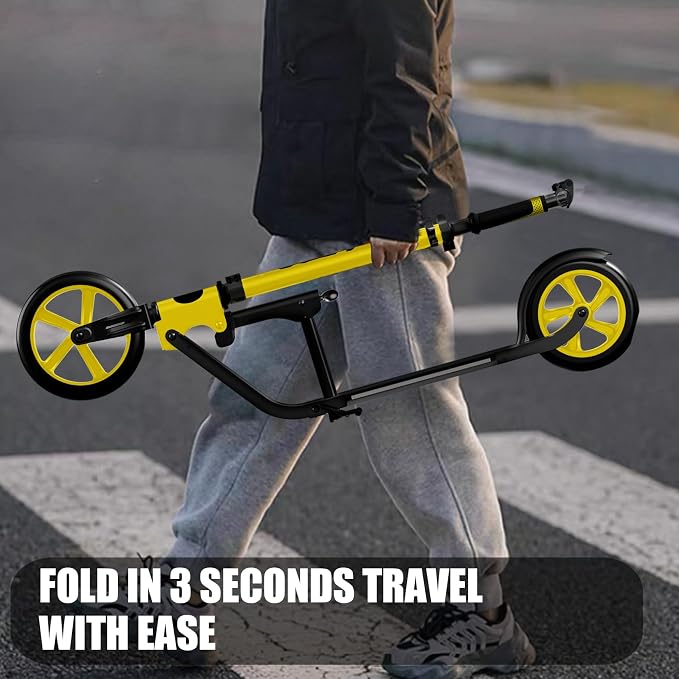 Adult Scooter with Big Wheels | Adjustable Height, Foldable Aluminum Frame | Smooth Ride for Urban Commuting and Outdoor Fun | Suitable for Teens 8-12 | 220 lbs Weight Limit