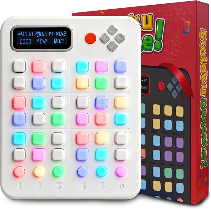 Smart Color Sudoku Console,Handheld Travel Logic Game–500 Screen‑Free Challenges,Quiet Brain Teaser for Kids/Adults/Seniors,Car Rides&Indoor Recess-Color Guidance,Adjustable Voice Prompts