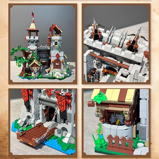 Medieval Lion Knight Castle Building Set,Viking Architecture Castle Modular Buildings, Ideals Christmas Birthday Gift for History Enthusiasts, Creative Gift for Adults and Teen(2554PCS)