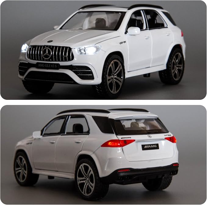 WAKAKAC GLE63S AMG Model Car 1/32 Alloy Diecast Pull Back Toy Car with Light and Sound Model Vehicle for Boys Girls Gift(White)