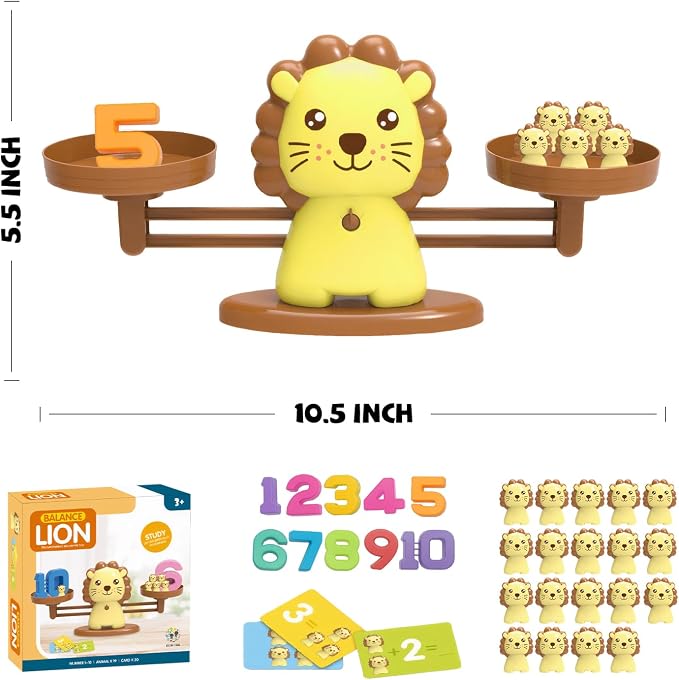 Snugzy Lion Balance Counting Toys, Number Counting Scale Games for Kids Cool Math Learning Games for Boys and Girls Preschool Kindergarten Learning STEM Montessori Educational Toys for 3+