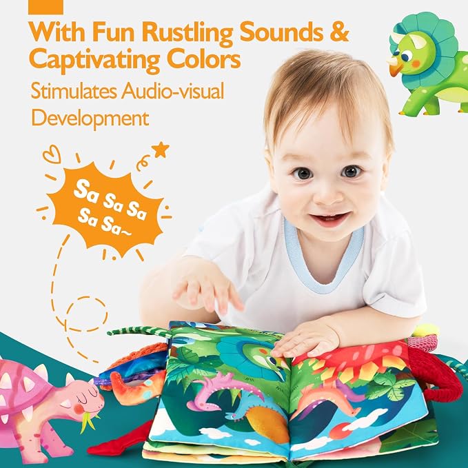 hahaland Baby Books 0-6 Months,Infant Tummy Time Toy Sensory Toys 6 to 12 Months Touch Feel Book Gifts for Boy Girl 0-3 Month Learning Toy Baby Birthday Easter Basket Stuffers (Single)