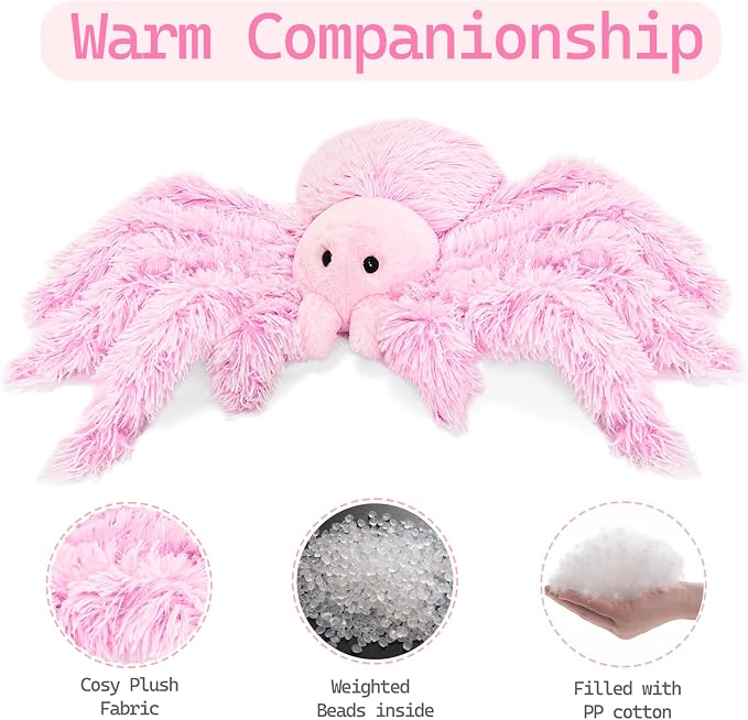 CSVBTRF Weighted Stuffed Animal, 4.2 lbs 19" Spider Plush Hugging Pillow for Kids Gift - Spider Stuffed Animal