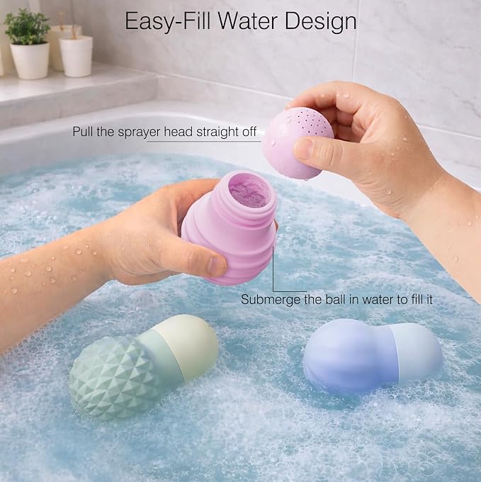 Sensory Squeezing Water Bath Toys for Toddlers,3PCS Bath Tub Pool Floating Toys for Babies Kids 1-3，Textured Fidget Toys Stocking Stuffers Gifts for Boy Girl 18+ Months