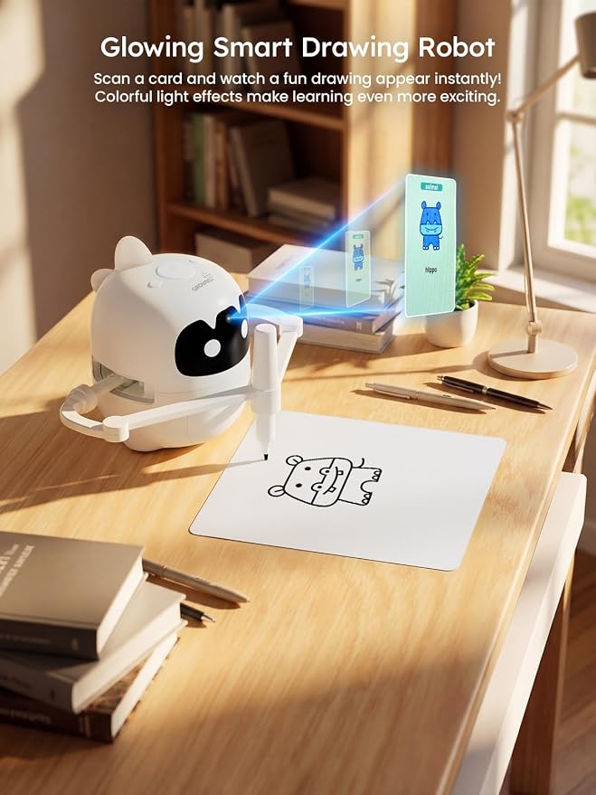 Drawing Robot for Kids with Cards, Voice Interactive Educational Drawing Machine, Montessori Painting Learning Toys
