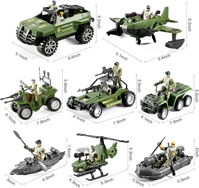 58-in-1 Army Men Toys for Boys 4-7 6-8 8-12, Military Truck/Helicopter/Kayak Boat/Motorcycle/Army Men Action Figures/Weapon Gears, Army Toys for Boys Kids Birthday Gifts Party Favors