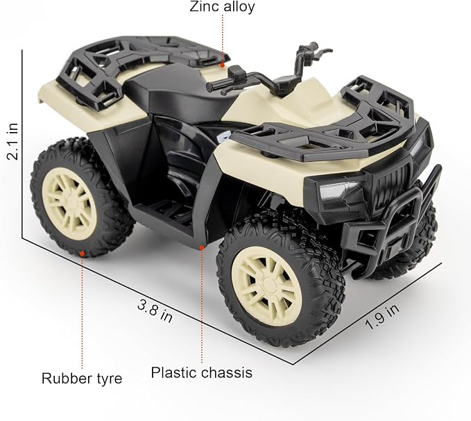 RMZ City 1:36 ATV Off Road Vehicle Model Car, Diecast Pull Back Beach Motorcycle Toy Car for Kids Boy Girl, Car Model Collection and Decoration, White