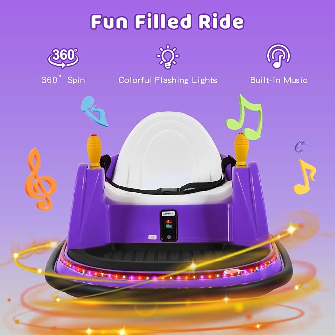 HONEY JOY 12V Toddler Bumper Car, Battery Powered Baby Ride on Bumper Car, Dual Joysticks, Flashing LED Light & 360 Degree Spin, Electric Vehicle Ride on Toys w/Remote Control, Gift for Boys Girls