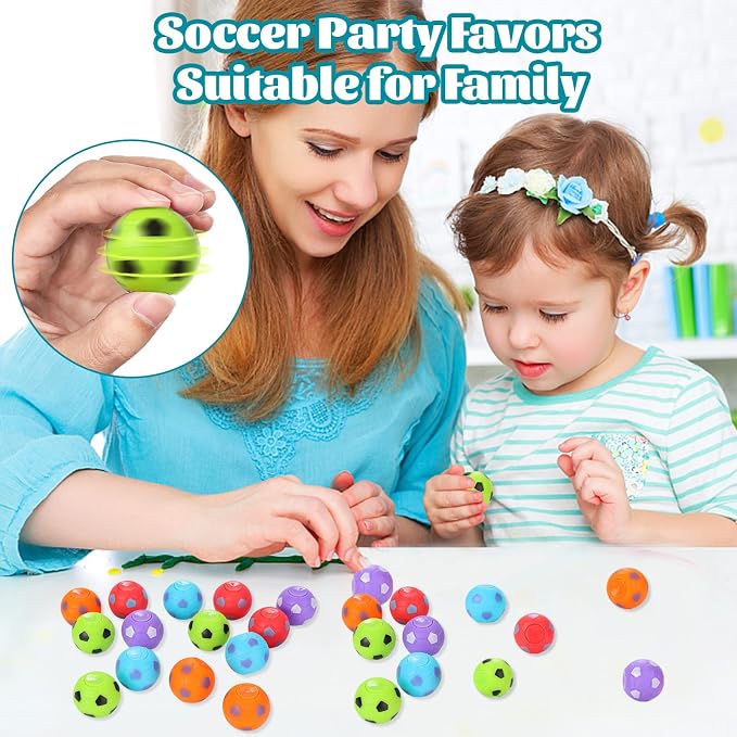 SCIONE 36 Pack Soccer Party Favors for Kids 4-8 8-12 Soccer Balls Fidget Spinner Goodie Bag Stuffers Treasure Box Toys for Classroom Prizes Return Gifts for Kids Birthday Party Favors
