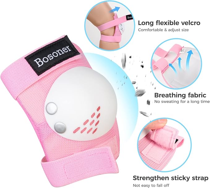 BOSONER Kids/Youth Knee Pad Elbow Pads for Roller Skates Cycling BMX Bike Skateboard Inline Rollerblading, Skating Skatings Scooter Riding Sports