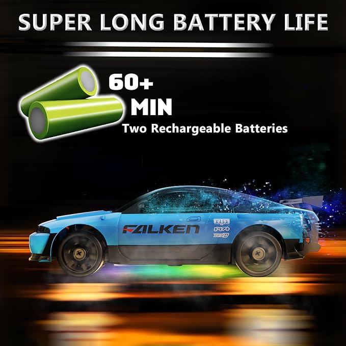 Remote Control Car RC Drift Car 2.4GHz 1:24 4WD 15KM/H High Speed Racing Sport Car with LED Lights Drifting Tire Racing Sport Toy for Adults Boys Girls Kids Gift