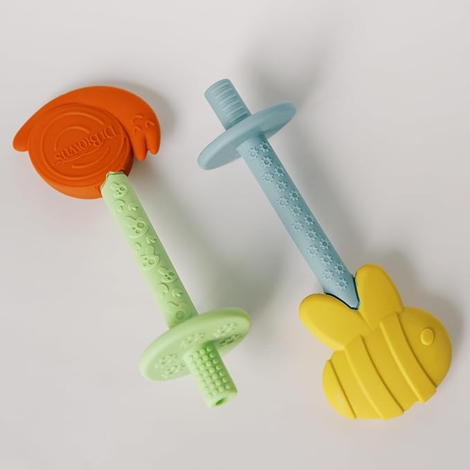 Dr. Brown's Teething Tubes for Babies, Bee and Snail, Massaging Silicone Teether Sticks, BPA Free, 3m+, 2-Pack