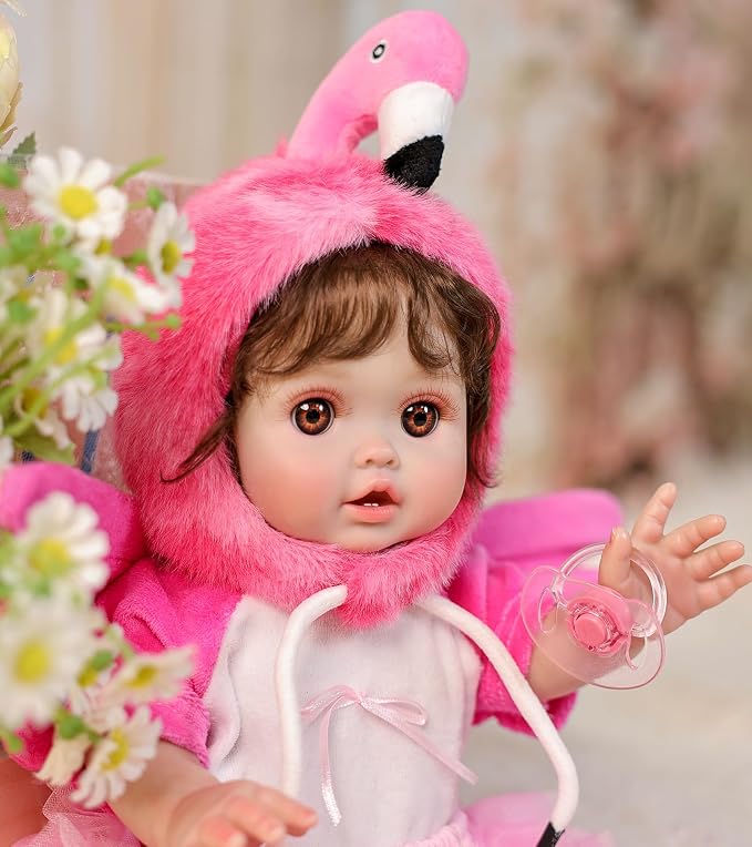 Reborn Baby Dolls, 18 Inch Large Realistic Hand-Rooted Hair Lifelike Baby Dolls with Accessories for 3+ Year Old Girls Gifts, Pretend Play, Collection