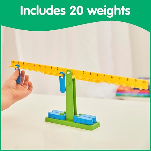 edxeducation Student Math Balance | Includes 20 Weights | Beginner Addition, Subtraction and Equations | Early Math and Number Concepts Manipulative