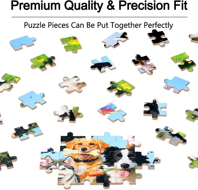 LELEMON Puzzles for Kids Ages 4-6,Dogs on the Grass 60 Piece Puzzles for Kids Ages 4-8 in a Metal Box,Children Jigsaw Puzzles Kids Puzzles,Educational Learning Puzzle Toys for Girls and Boys