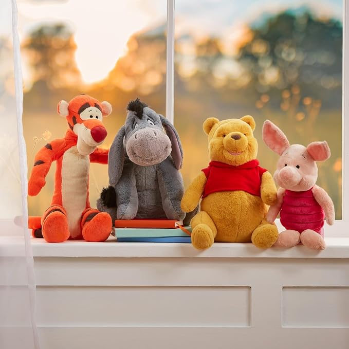 Disney Store Official Pooh Medium Soft Toy for Kids, Cuddly Character with Fuzzy Texture and Embroidered Details, Red T-Shirt, Disney Plushy Suitable for All Ages