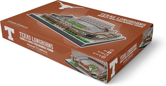 Pro-Lion 3D Jigsaw Puzzle of Darrell K Royal–Texas Memorial Stadium -104 Pieces | Home of Texas Longhorns | NCAA Football Gifts for Age 7+