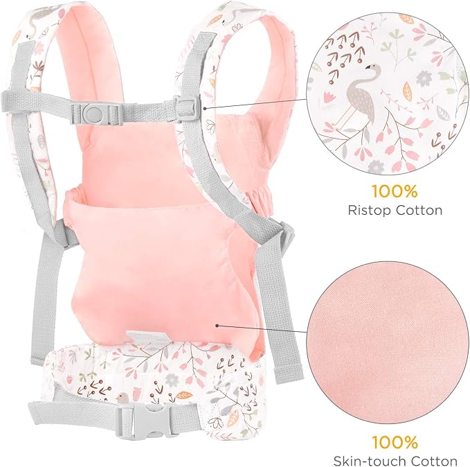 GAGAKU Baby Doll Carrier, Toy Baby Carrier for Dolls, Reborn Baby Dolls Accessories for Girls Kids – Pink (Flamingo)