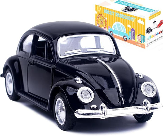 Berry President Classic 1967 Classic Beetle Bug Vintage 1/32 Scale Diecast Metal Pull Back Car Model Toy for Gift Kids (Black)