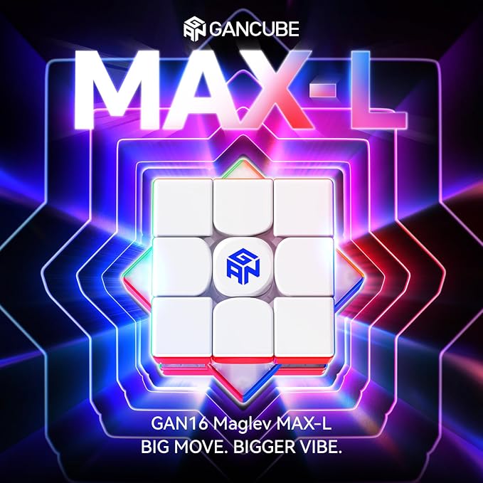 GAN 16 Maglev MAX-L Speed Cube 3x3 Magnetic, Power Stability Handfeel Max Professional Speedcube, Brain Teaser Puzzle Fidget Toy for Kids Adults, 2025 Pinnacle Flagship UV Version GAN16, 57mm