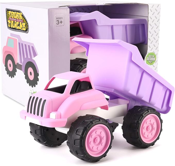 Liberty Imports Big Plastic Dump Truck in Pink Color for Toddlers and Girls - Large Tilting Dumper, Free Play Toy Vehicle for Kids Indoor and Outdoor Imaginative Play