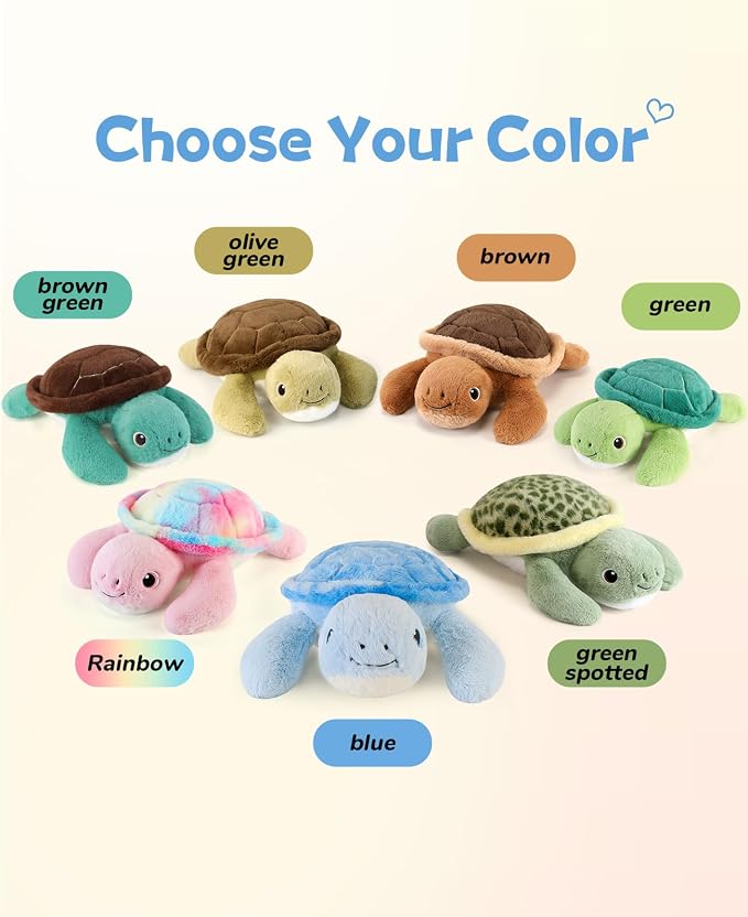 gnomantic Turtle Weighted Stuffed Animals - 22 Inch 4.5 Pounds Weighted Plushies Sea Turtle Stuffed Animal - Big Tortoise Plush - Cute Plush Toys Gifts for Kids & Adults (Blue)
