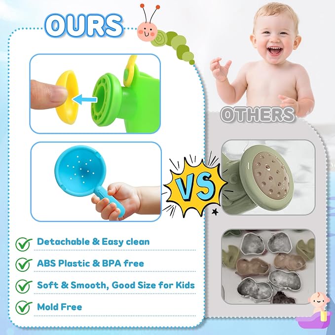 Zeewoo Baby Bath Toys for Kids Ages 1-3 Toddler Bath Toys Mold Free Bathtub Toys for 12+ Months Pool Water Table Beach Sand Toys Stacking Cups Floating Boats for 1+ Years Old Girls Boys Gifts 13 PCS