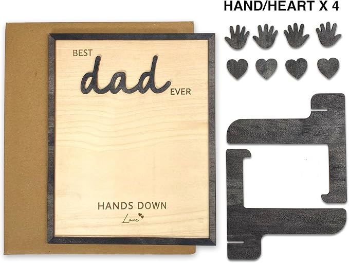 Best Dad Ever Hands Down Sign, Father's Day Wooden DIY Handprint Sign Gifts, Personalized Gift for Dad from Kids, Son, Daughter, Perfect Present for Papa, Daddy, Grandpa, Happy Birthday Gifts