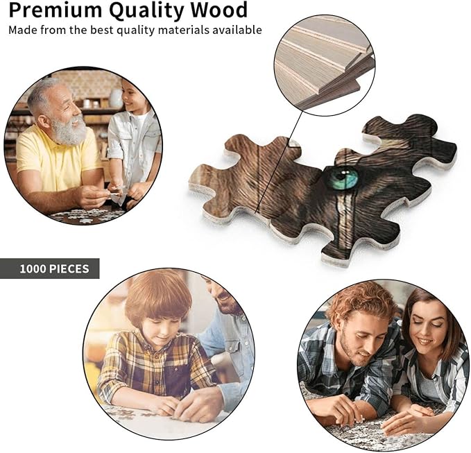 Jesus Awesome Lamb Lion and Cross On His Eye Jigsaw Puzzle 1000 Piece Wooden Puzzle Family Decorations, Unique Present Suitable for Children and Adults