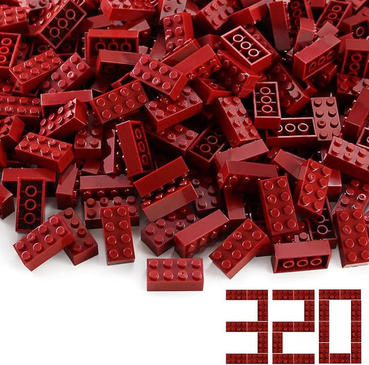 2x4 Bricks Dark Red 320 Pieces Parts Classic Building kit Creative Play Set Basic Blocks Toy Accessories Compatible with 3001 Major Brands