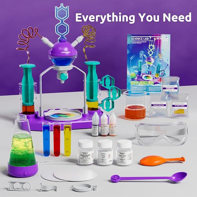 Science Can Science Kit for Kids 8-12 with Unique Lab Station, 50+ Chemistry Experiments & STEM Projects for Boys & Girls, Educational Toys & Learning Gift Idea for Birthday
