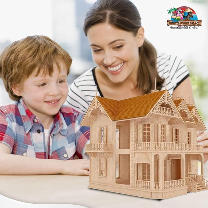 Birds Wood Shack The Victorian Gothic Mansion – Lightweight & Durable Model Kit - Available in 1:24 Scale - Challenging Puzzle Wooden Doll House | Made with Baltic Birch Wood